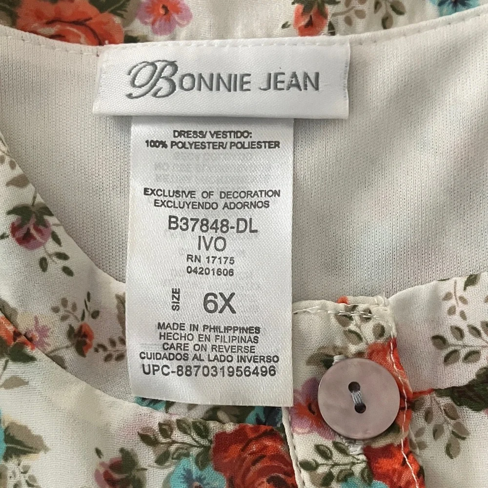 Bonnie Jean Floral Button Dress Size 6X